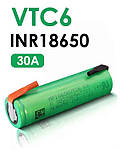 Аккумулятор VTC6 2500mAh 3.7v Sony (Murata) 18650 30А с клеммами