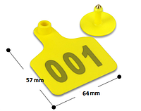 Ушные бирки для свиней и коров 57х64 мм. 100 штук