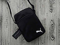 Мужская сумка Пума, молодежная черная барсетка через плечо Puma