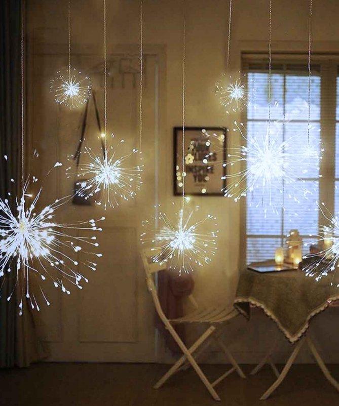 Гірлянда РОСА-феєрверк 1000LED, 5штук, 3 м х 0,6 м, Білий колір
