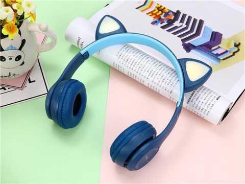 Бездротові Bluetooth-навушники P47 з котячими вушками та LED-підсвіткою