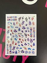 Зимні наклейки на нігті 3D з чоловічками, фото 5