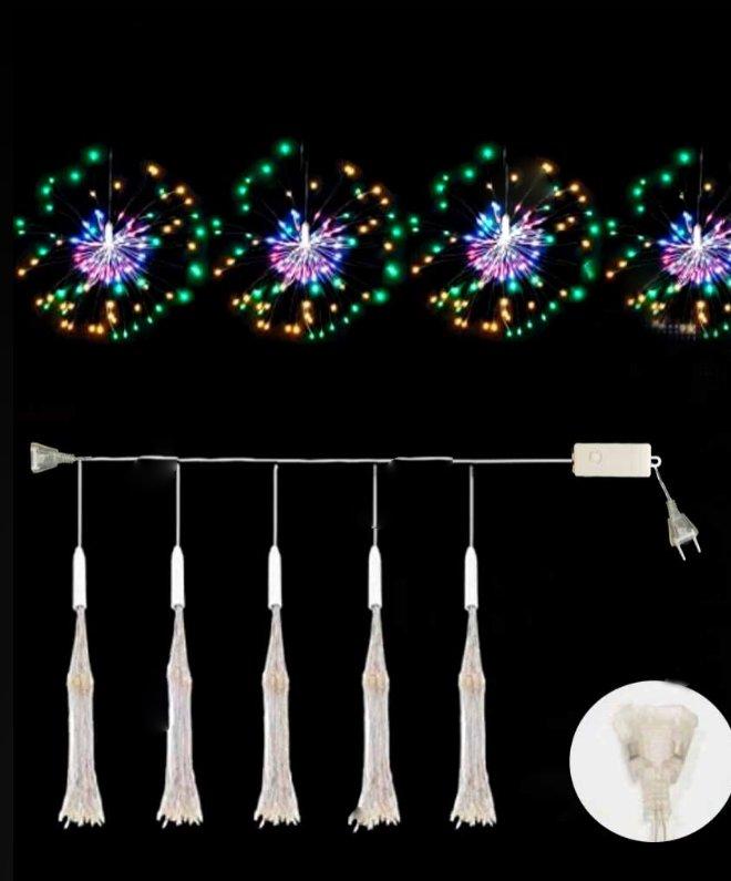 Гірлянда РОСА-феєрверк 1000LED, 5штук, 3 м х 0,6 м, Мультик колір, фото 1