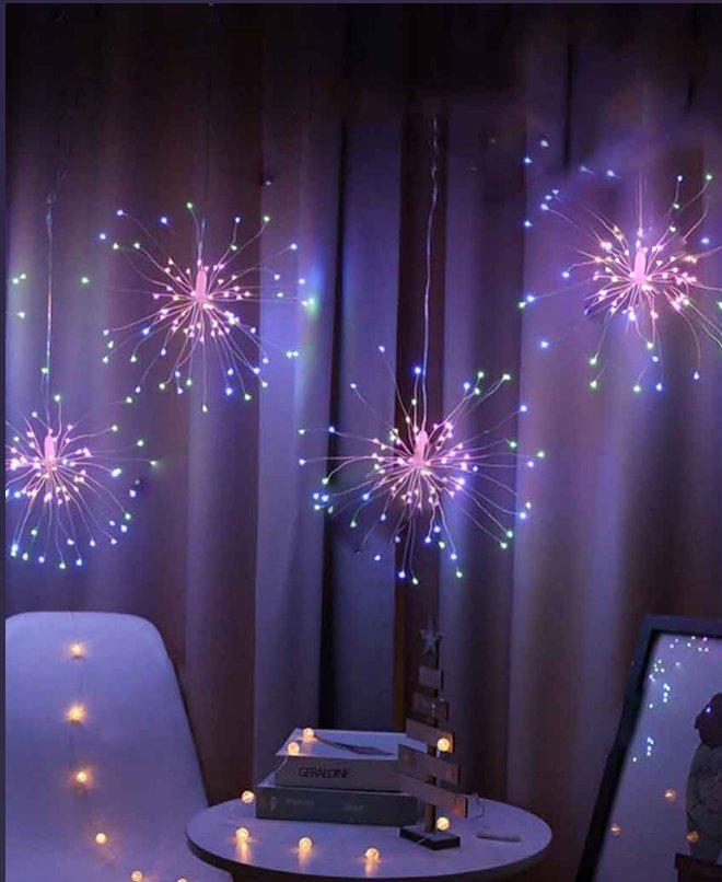 Гірлянда РОСА-феєрверк 500LED, 5штук, 3 м х 0,6 м, Мультик колір