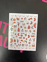 Зимні наклейки на нігті 3D з чоловічками, фото 3