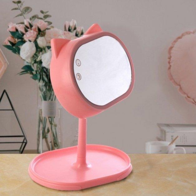 Дзеркало з підсвіткою для макіажу настільне FOX  ⁇  Косметичне дзеркало на підставці світне Led mirror