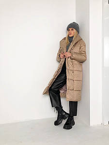 Стильна тепла куртка на зиму для жінок р.42-46 Бежевий