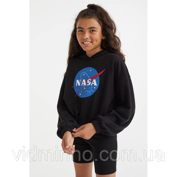 Дитяча укорочена толстовка худи NASA H&M на дівчинку р.158/164 - 12-14 років /88003/