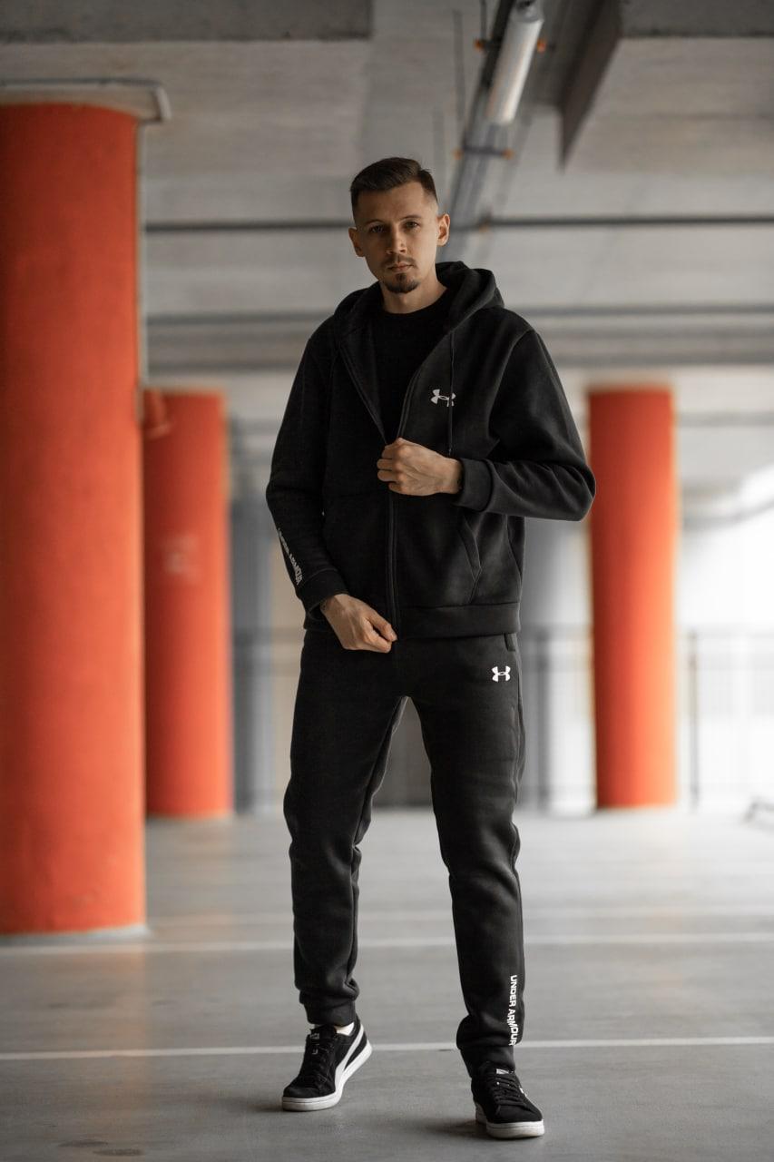 Чоловічий спортивний костюм Under Armour чорний на флісі/Тіплі ...