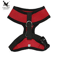 Шлейка БРЕНД Tail up / TAILUP для кошек и собак ортопедическая, летний вариант, с кольцом для ремня красный с черной каймой S