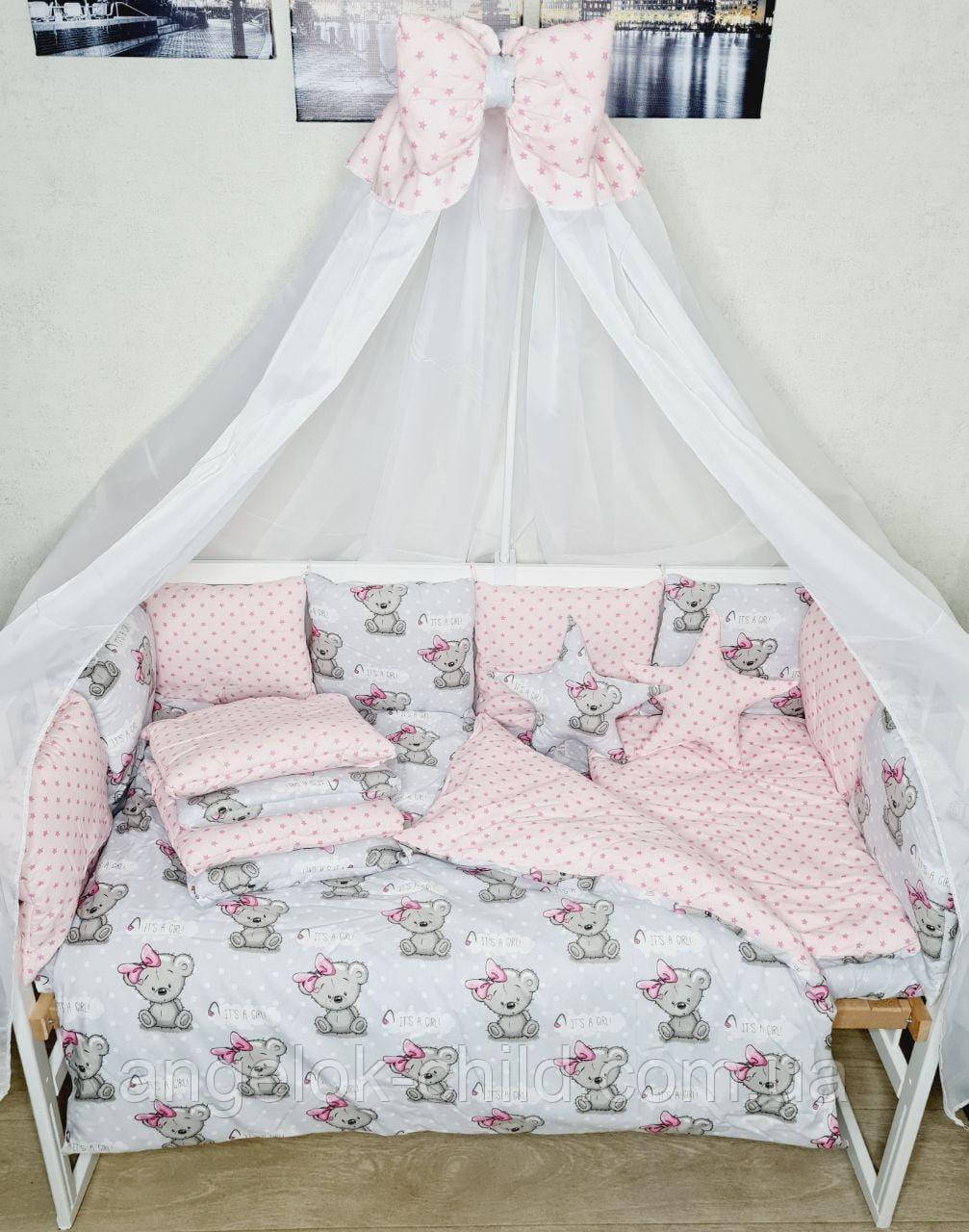 Набір дитячої постільної білизни в ліжечко "Зірка", дитяче постільна білизна, комплект постільної в кроватк