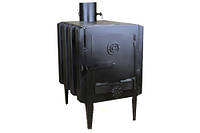 Печка-буржуйка с радиатором и варочной поверхностью на дровах 8кВт, 450х370х660мм