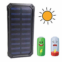 Повербанк 15000 mAh Power bank від сонячної панелі Solar зарядний пристрій для телефону з ліхтариком