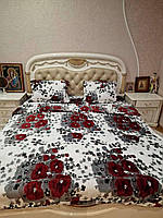 Украинские маки Велюровое постельное белье с яркими узорами Евро размер