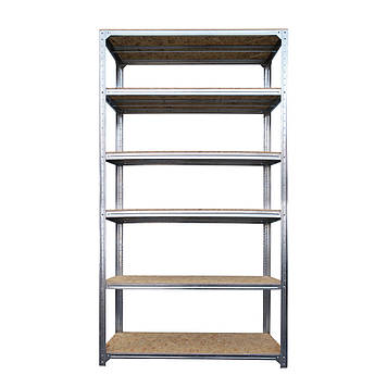 Оцинковані стелажі "ОБЕРІГ" з ОСБ полицями, 6 полиць, 2500*700*300/310 мм.