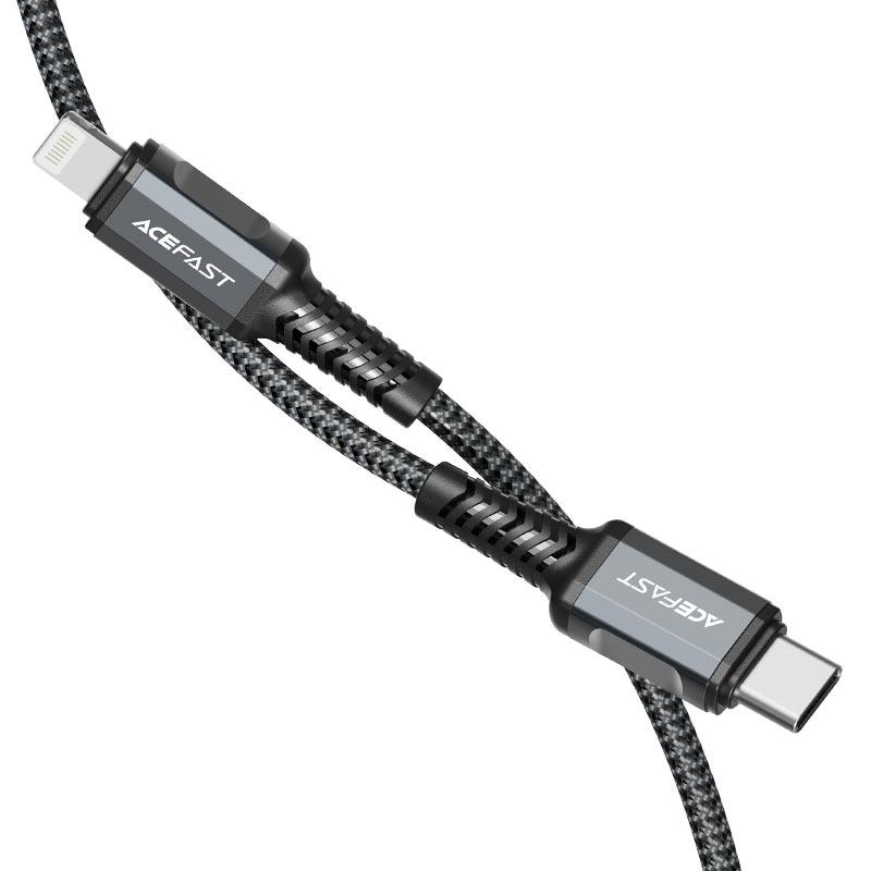 Кабель для зарядки телефона/ смартфона ACEFAST C1-01 Type-C - Lightning 3 А 1.2 м Сірий