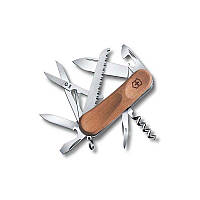 Швейцарский складной нож складной Victorinox многофункциональный 13 функций с деревянной рукоятью 85 мм.
