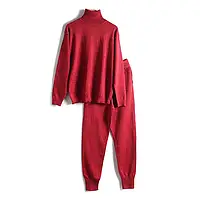 В'язаний трикотажний костюм жіночий з брюками