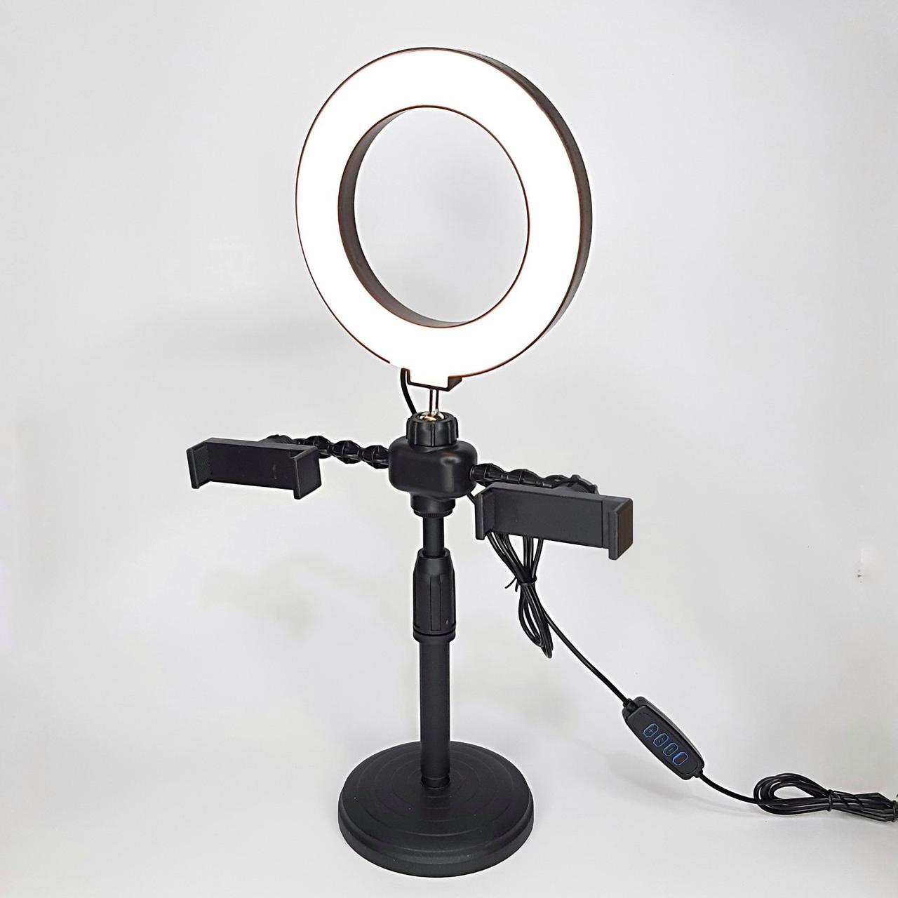 Настільна кільцева LED-лампа штатив для телефона з двома тримачами PHONE LIVE FILL LIGHT, фото 1
