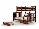 Ліжко тримісне двоповерхове дерев'яне Олігарх (колір горіх, горіх темний), фото 2