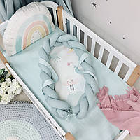Комплект постельного детского белья для кроватки Радужный единорог + кокон топ