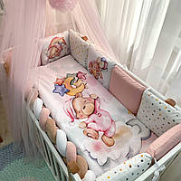 Комплект постельного детского белья для кроватки Мишки Гамми розовый топ