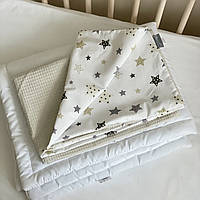 Плед конверт с одеялом, поплин и вафля, размер 80х100 см, Baby Dream Stars бежевый топ