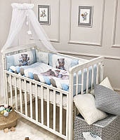 Комплект постельного детского белья для кроватки Kids Toys Мишка голубой топ