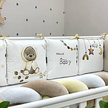 Бортики захист для дитячого ліжечка з косою та простирадлом Art Design Ведмедик топ