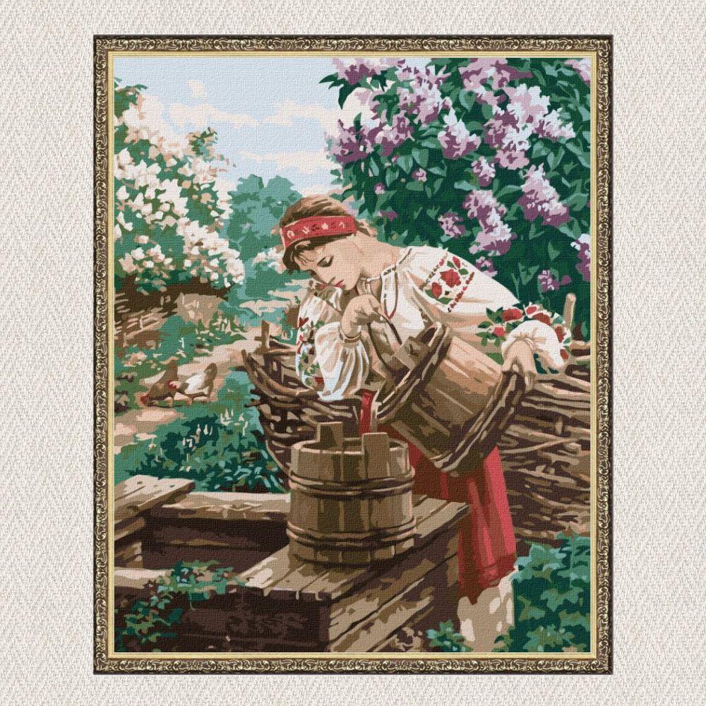 Картина за номерами + золотиста багетна рама 40*50 см Ідейка KHO4964