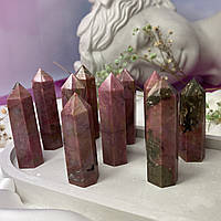 Обелиск Родонит, столбик из натурального розово-черного минерала, вес 30-45 г, высота 5-6 см, кристалл родонит