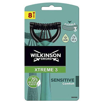 Станки для гоління Wilkinson Xtreme-3 Sensitive одноразові 3 леза 8 шт бритва для чоловіків