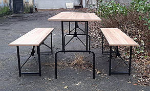Оперативний комплект розкладних меблів для будь яких ситуацій: складний стіл та 2 лавки