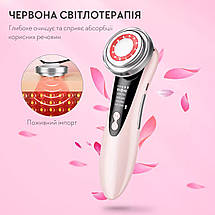 Мікрострумовий масажер для обличчя 5в1 Facial Massager W-618D з LED терапією для догляду за шкірою рожевий, фото 3