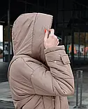 Зимова коротка куртка "Глорія" з сумочкою, шоколад, фото 5