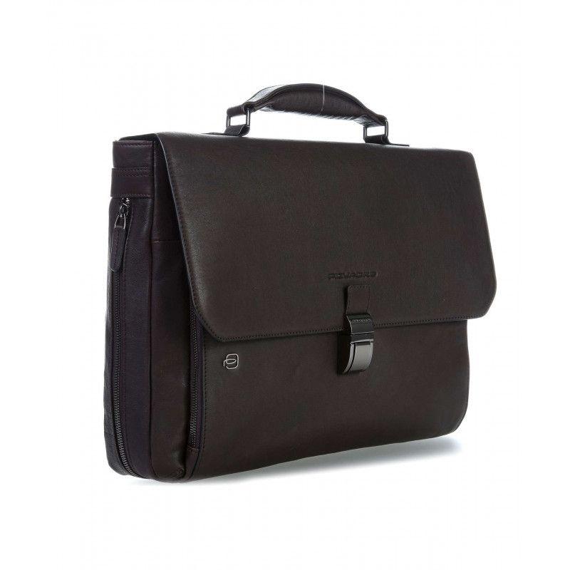 Кожаный мужской портфель Piquadroс отделением для ноутбука коричневый 41x10x31 см. 2203395 - фото 1 - id-p1709622986