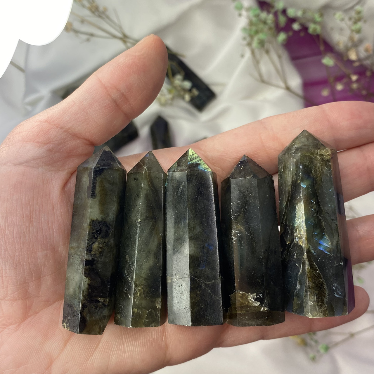 Обеліск Лабрадорит, стовпчик з натурального лабрадору, вага 20-40 г, висота 5-6 см, колекція кристалів, фото 1