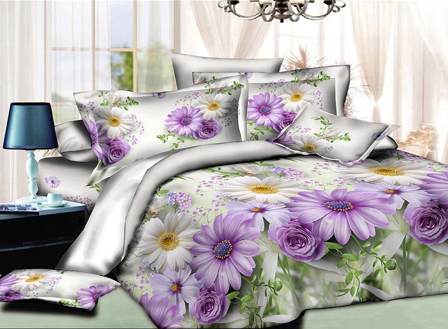 Постільна білизна Королева Ночі (Ранфорс) | Сімейний комплект | 50х70 | Квіти на світлому, фото 1