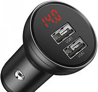Автомобільний зарядний пристрій Baseus Digital Display Dual USB 4.8 A Car Charger 24 W Grey (CCBX-0G)