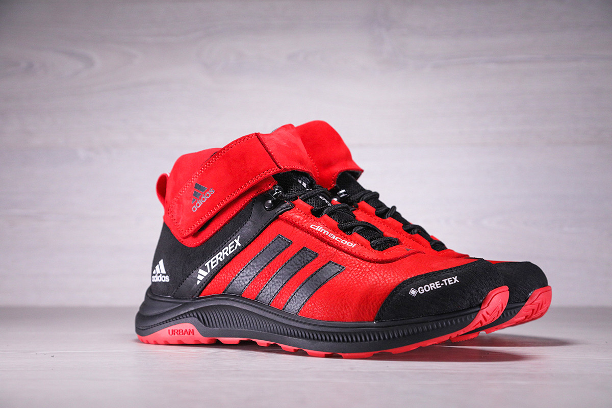 Зимові шкіряні черевики, кросівки, Adidas Terrex Swift Red, фото 1