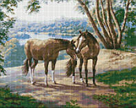 Алмазная мозаика/вышивка Пара лошадей 40*50 см Идейка AMO7335