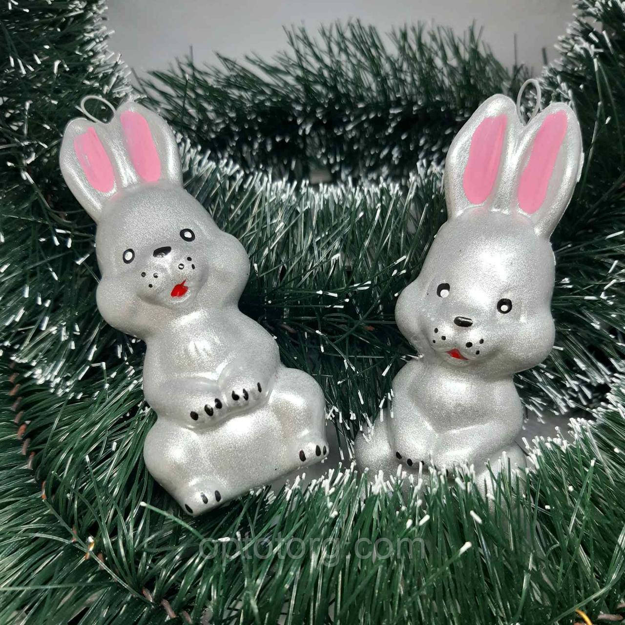 Кролики - Новорічні іграшки символ 2023 10*4 см, фото 1