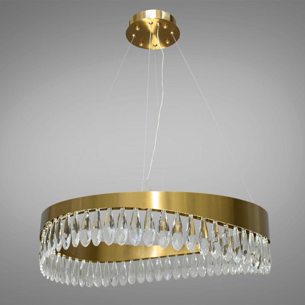 Сучасна світлодіодна люстра з кришталем Diasha 25W до 8 м² колір Хром W8826-600HR, фото 1