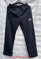 Спортивные штаны мужские на флисе, прямые, зима теплые, черный темно-синий