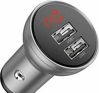 Автомобільний зарядний пристрій Baseus Digital Display Dual USB 4.8 A Car Charger 24 W Silver (CCBX-0S)