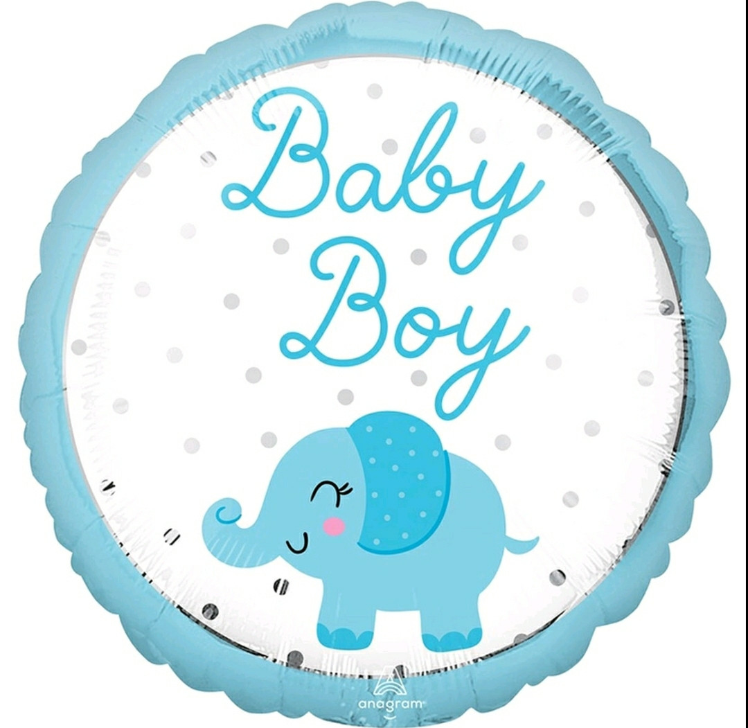 Фольгована куля гелієвий круг 45 см слоник "Baby boy"