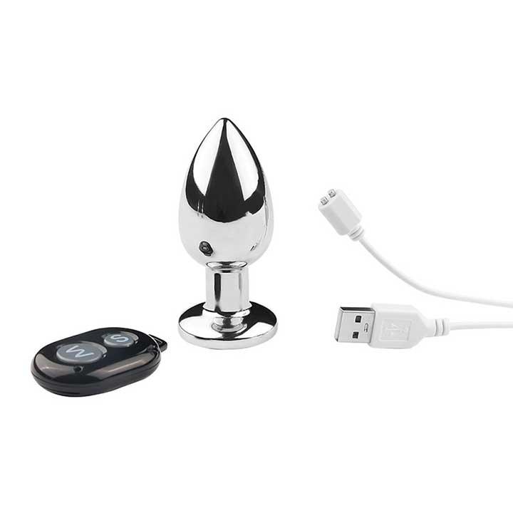 Сталева анальна пробка з вібрацією Nexus Cestos USB - 3,5 см - Анальні іграшки