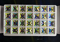 De'Lux Square 14mm Сrystal AB Premium стекло квадрат кристал аб