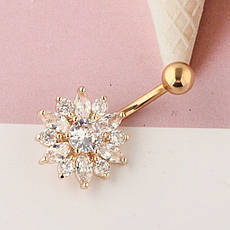 Банан для пупка квітка з камінцями PPBP-57, фото 3