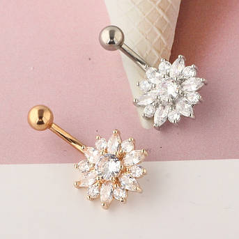 Банан для пупка квітка з камінцями PPBP-57, фото 2